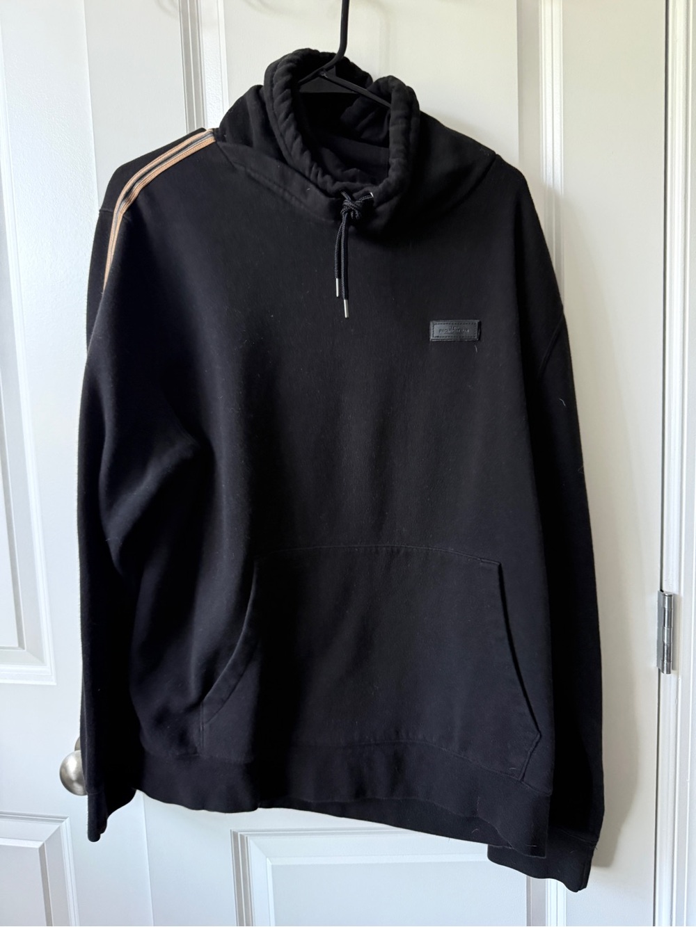 H&M Black Hoodie with Tan Shoulder Stripe